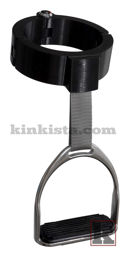 Stirrup collar accessory for BDSM control with durable hardware and straps