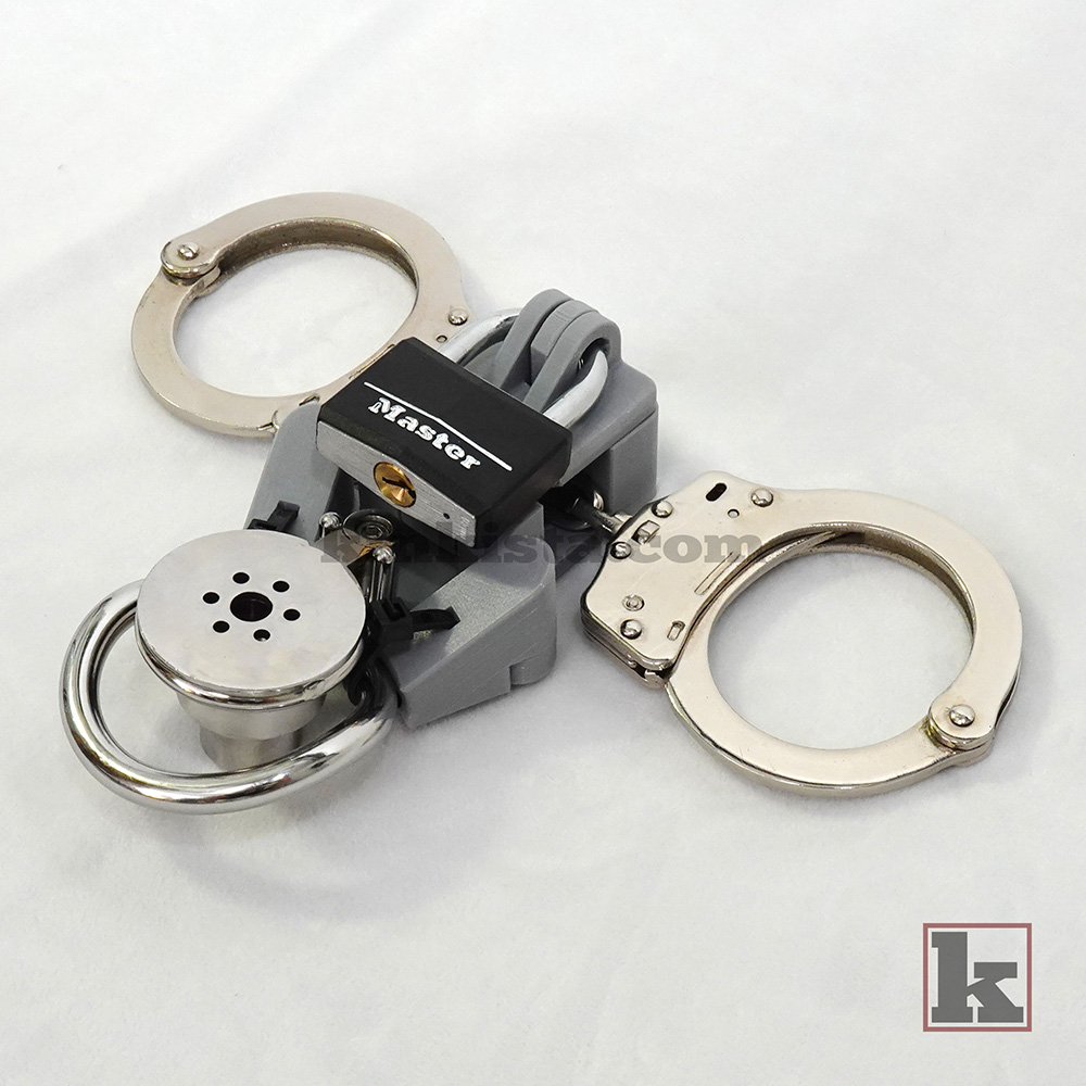 Right side view - Adjustable arm spacing on Cuff-to-Cage Anchor for compatibility with multiple cage brands