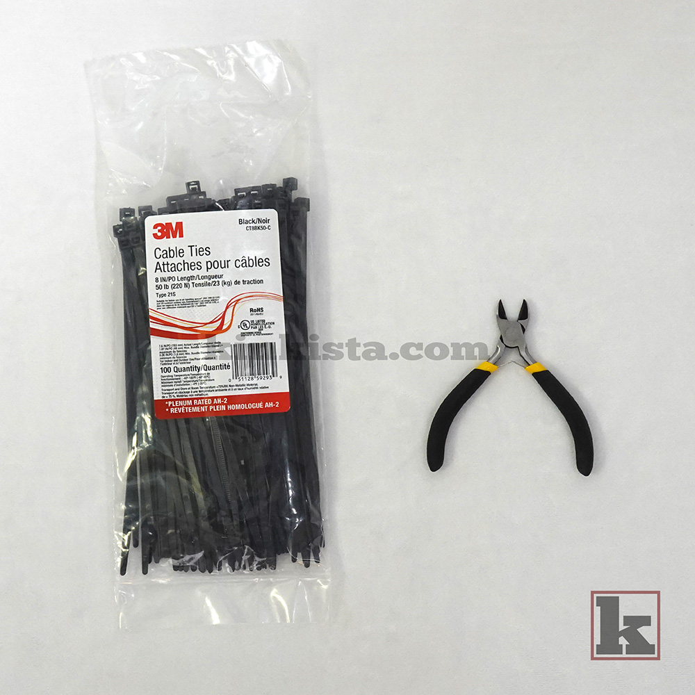 Diagonal cutting pliers included with Anchor package 3M zip ties included for temporary cage attachment